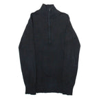 DKNY Womens Jumper Black 1/4 Zip Tight Knit S