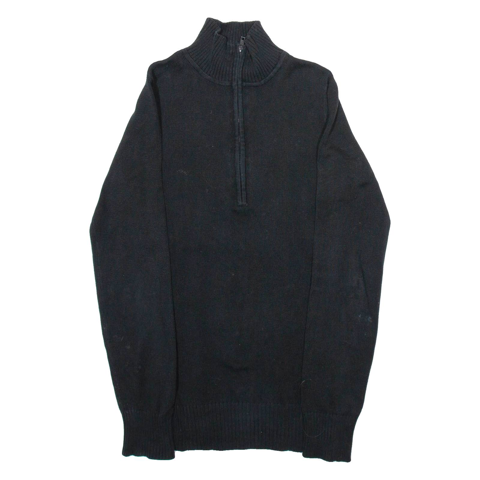 DKNY Womens Jumper Black 1/4 Zip Tight Knit S