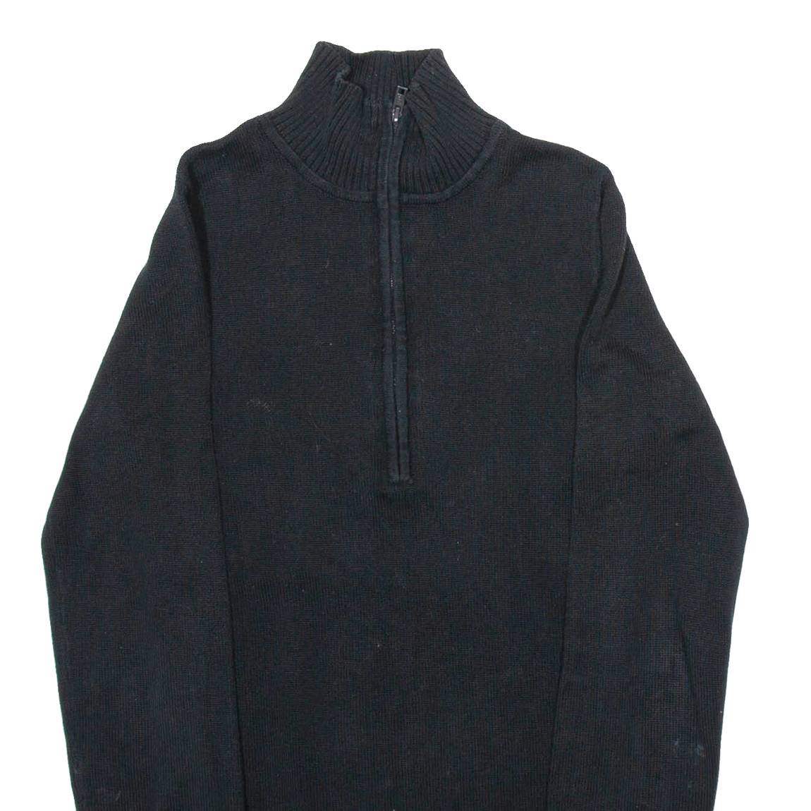 DKNY Womens Jumper Black 1/4 Zip Tight Knit S