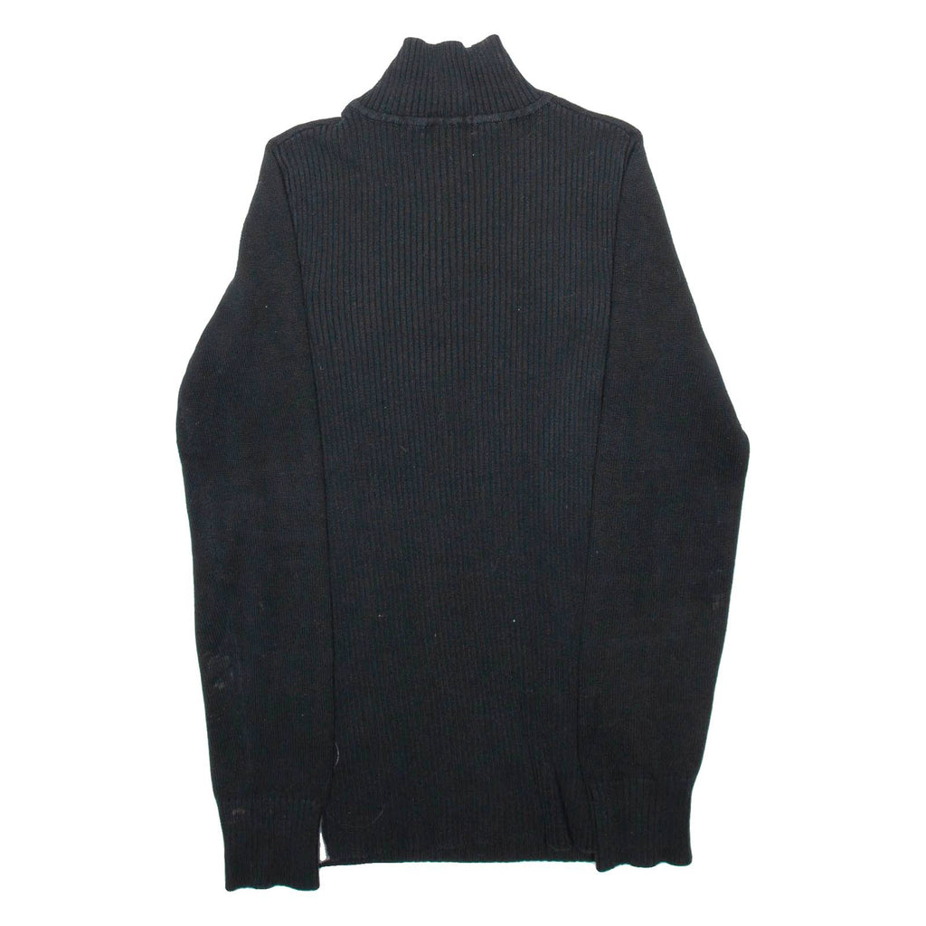 DKNY Womens Jumper Black 1/4 Zip Tight Knit S