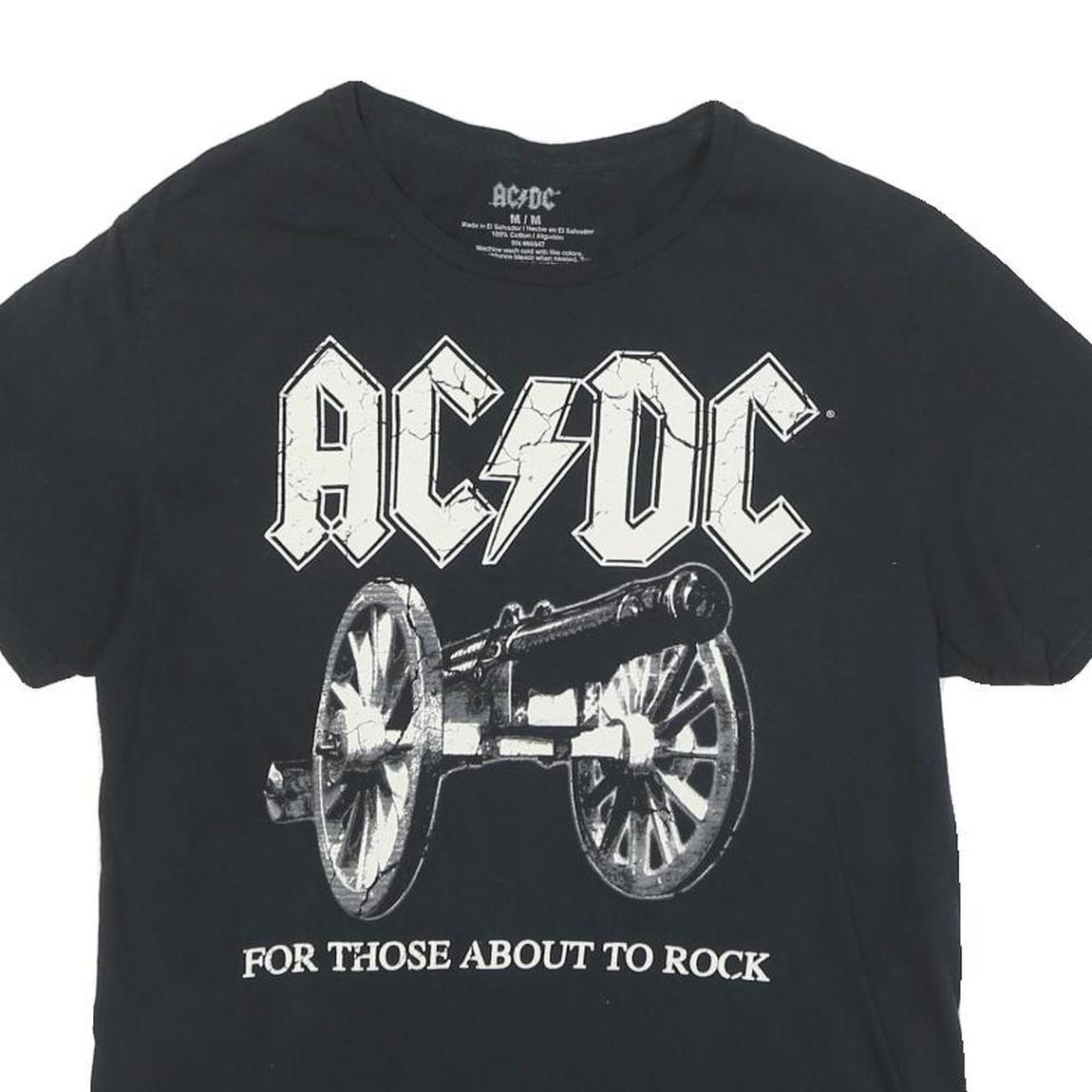 AC DC Mens Black Graphic T-Shirt M Short Sleeve Crew Neck Rock Band Tee