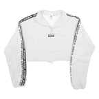ADIDAS Womens Grey & Black Cropped Half Zip Sweatshirt UK 6 Logo Tape