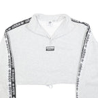 ADIDAS Womens Grey & Black Cropped Half Zip Sweatshirt UK 6 Logo Tape