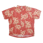 TAOROA Mens Red & Cream Floral Pattern Cotton Shirt 2XL Casual Summer Beachwear