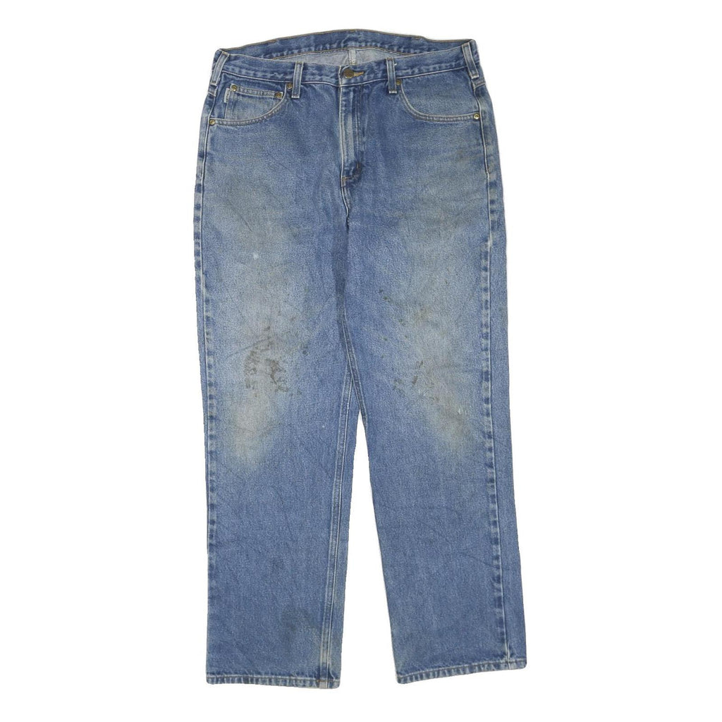 CARHARTT Womens Regular Fit Blue Denim Jeans W36 L32 Zip Pocket Casual