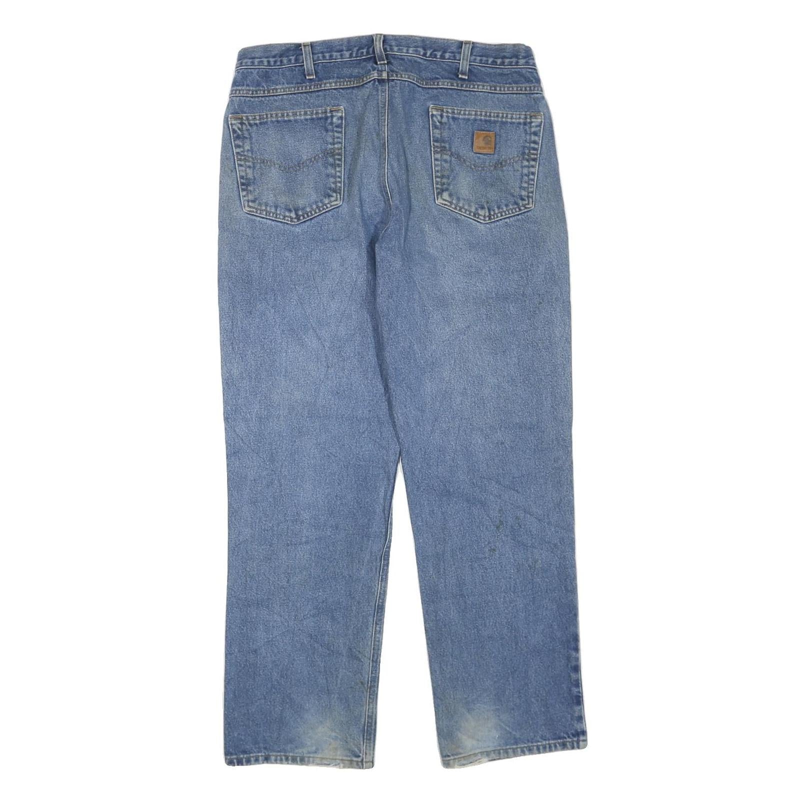 CARHARTT Womens Regular Fit Blue Denim Jeans W36 L32 Zip Pocket Casual