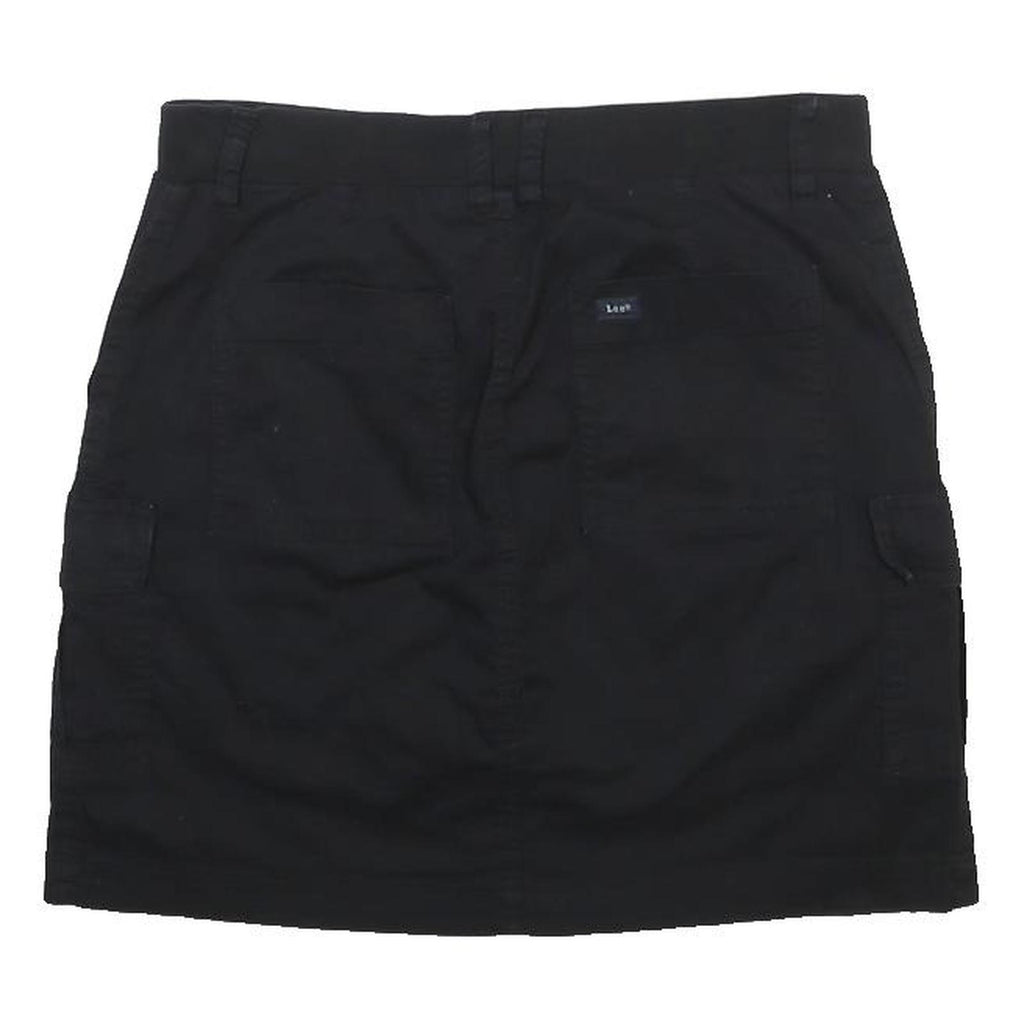 LEE Womens Black Cargo Mini Cotton Blend Skirt Size M Casual Pockets