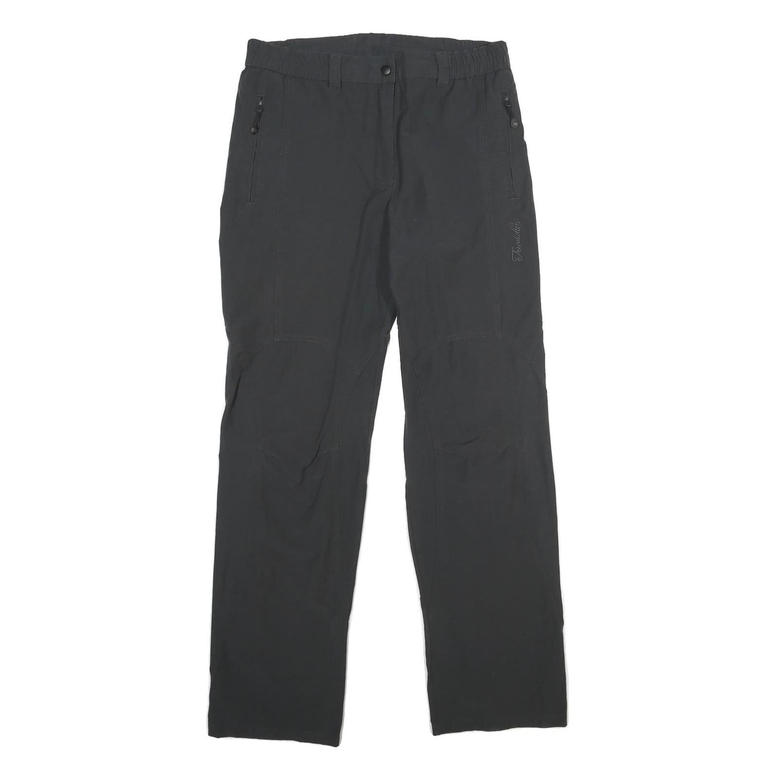 TREVOLUTION Womens Black Polyester Blend Regular Leg Trousers W32 L31 Zip