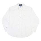 TOMMY HILFIGER Mens White Cotton Blend Shirt XL Classic Long Sleeve Button Down