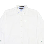 TOMMY HILFIGER Mens White Cotton Blend Shirt XL Classic Long Sleeve Button Down