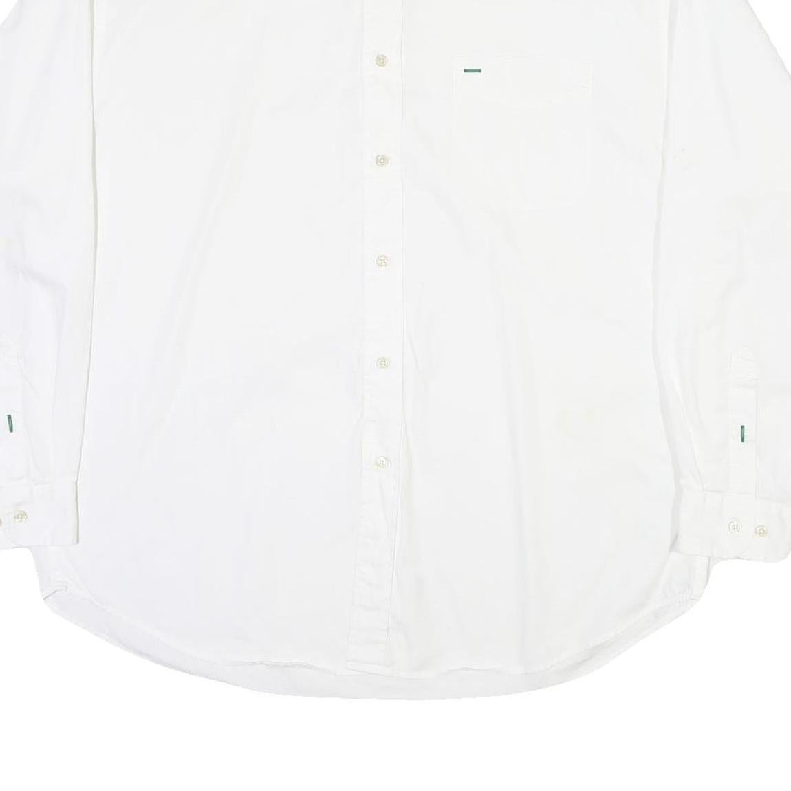 TOMMY HILFIGER Mens White Cotton Blend Shirt XL Classic Long Sleeve Button Down