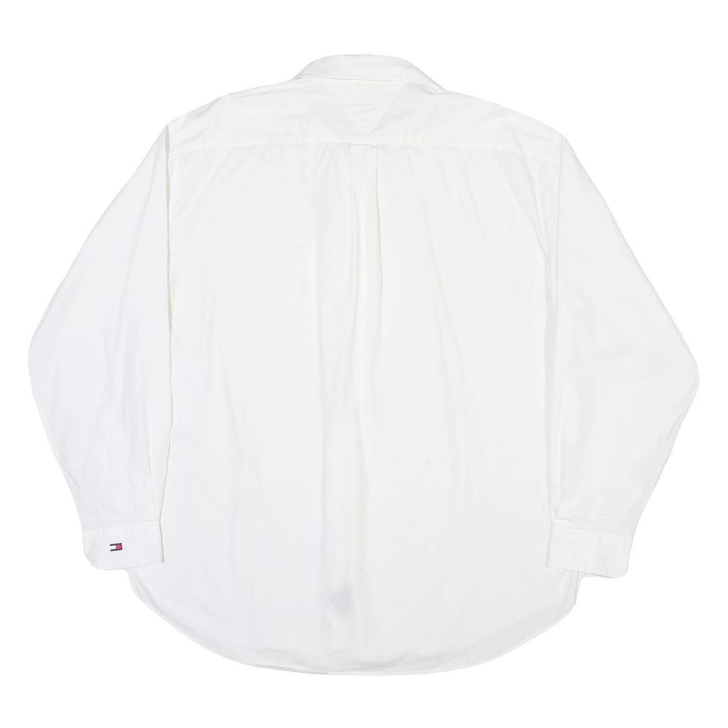 TOMMY HILFIGER Mens White Cotton Blend Shirt XL Classic Long Sleeve Button Down