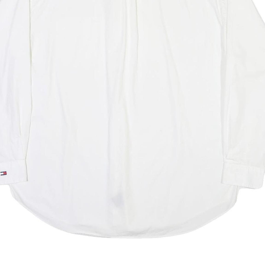 TOMMY HILFIGER Mens White Cotton Blend Shirt XL Classic Long Sleeve Button Down