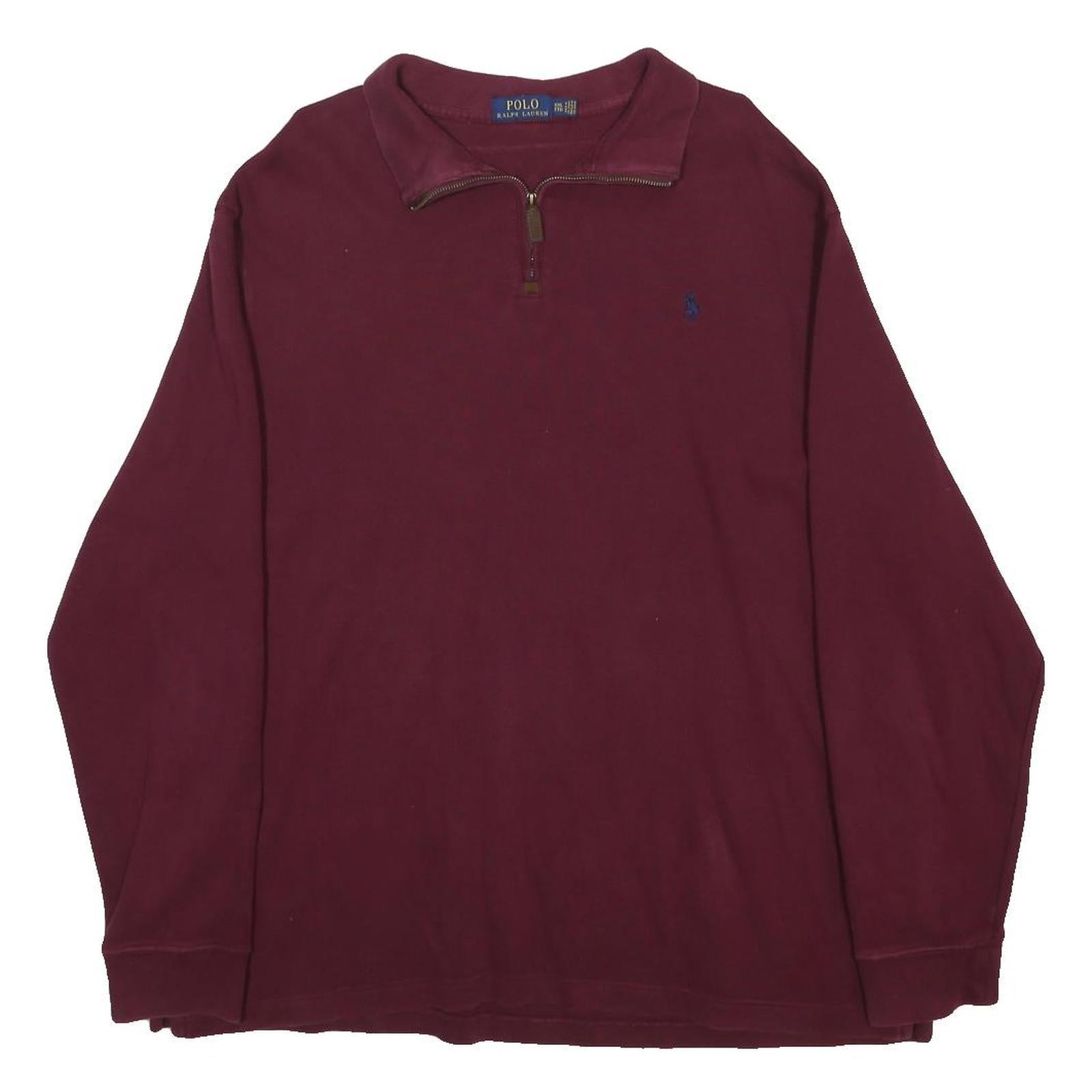POLO RALPH LAUREN Mens Maroon Jumper Pullover Plain Crew Neck Basic Knit 2XL