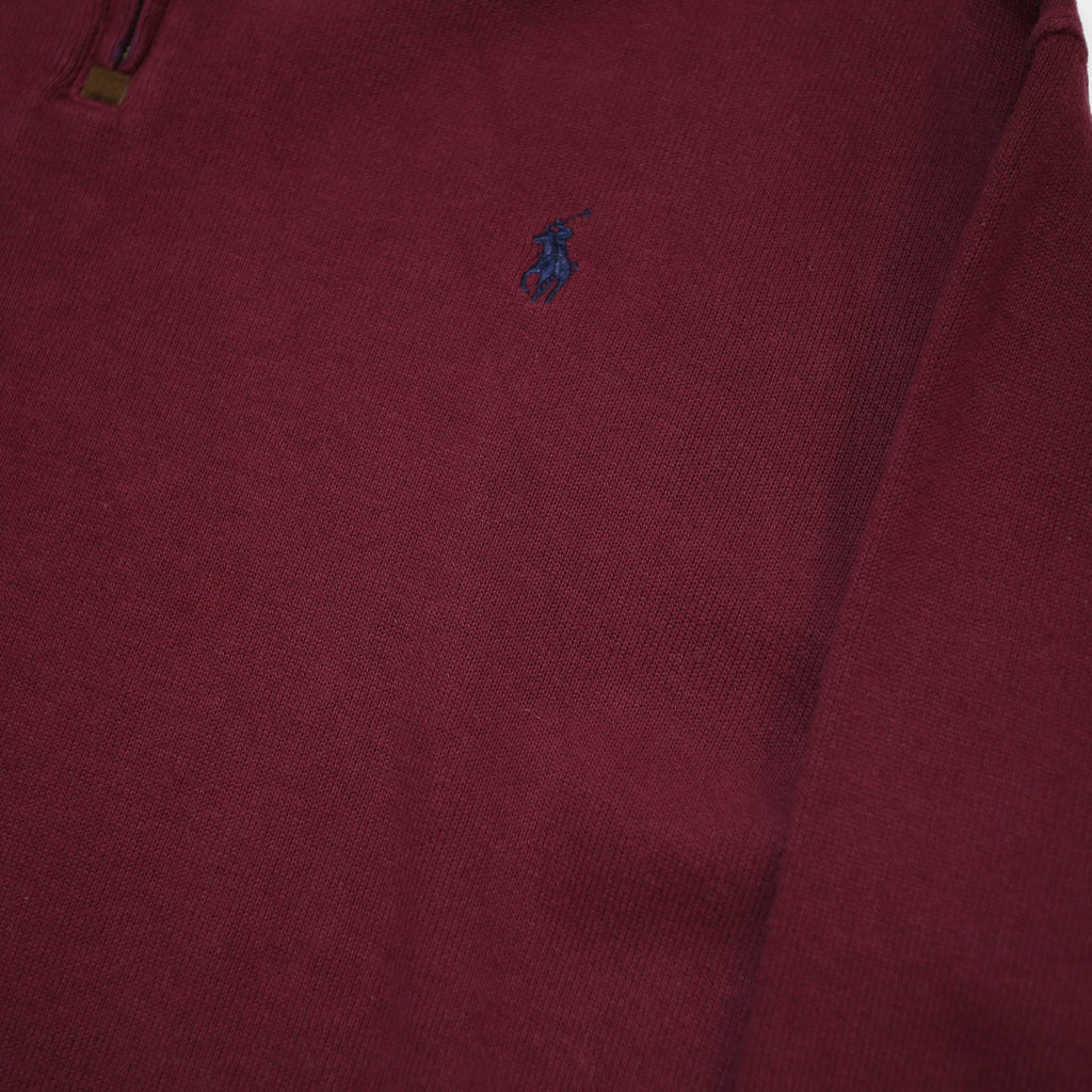 POLO RALPH LAUREN Mens Maroon Jumper Pullover Plain Crew Neck Basic Knit 2XL