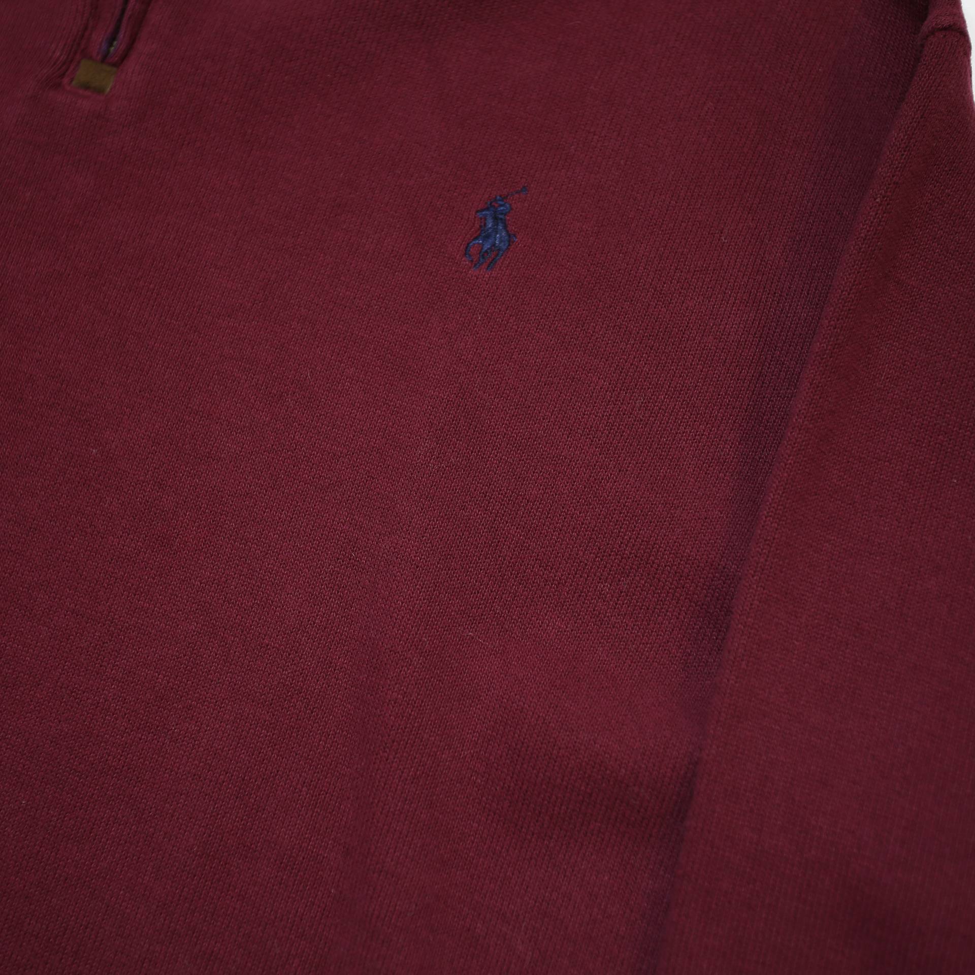 POLO RALPH LAUREN Mens Maroon Jumper Pullover Plain Crew Neck Basic Knit 2XL