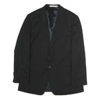 CALVIN KLEIN Mens Black Classic Jacket L Cotton Button Plain Formal Blazer