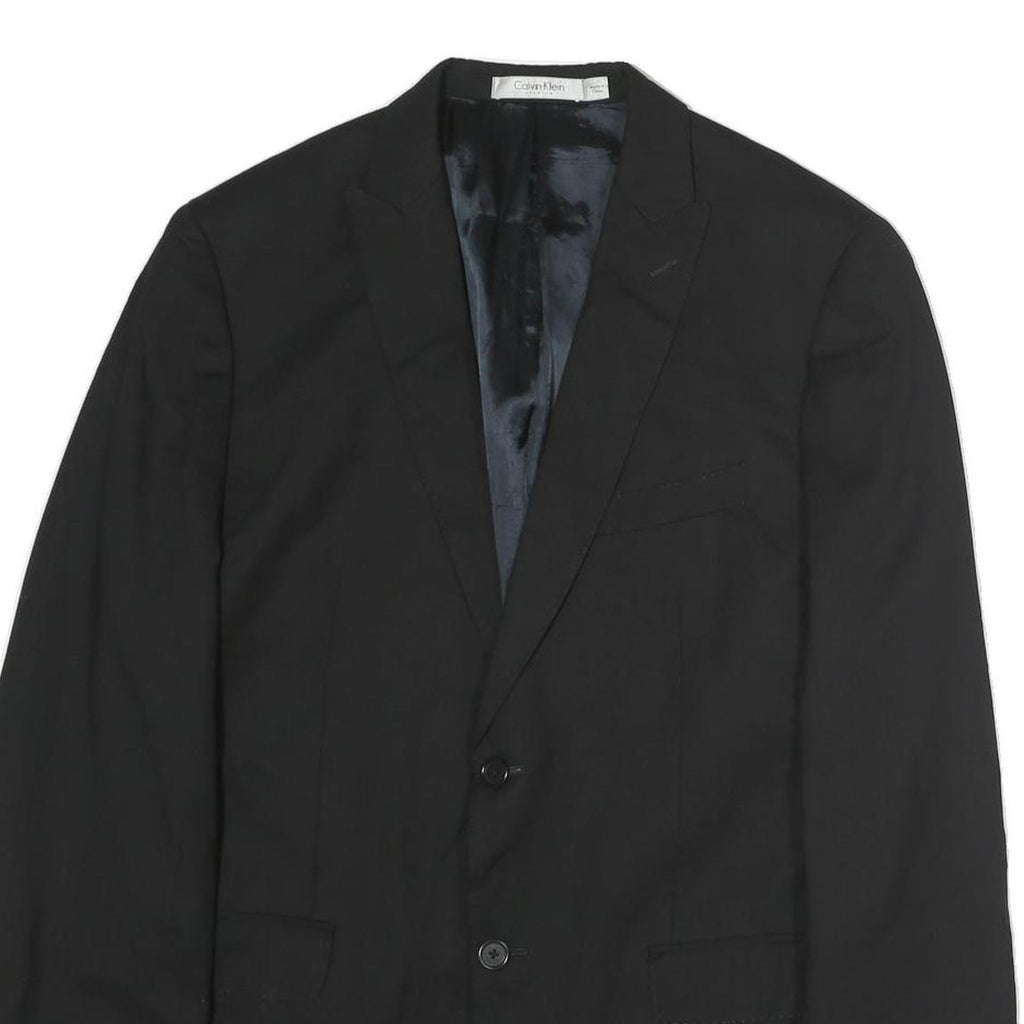 CALVIN KLEIN Mens Black Classic Jacket L Cotton Button Plain Formal Blazer
