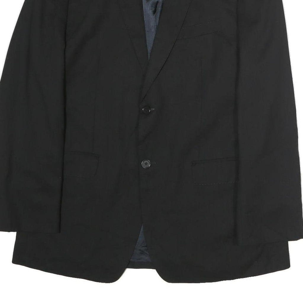 CALVIN KLEIN Mens Black Classic Jacket L Cotton Button Plain Formal Blazer