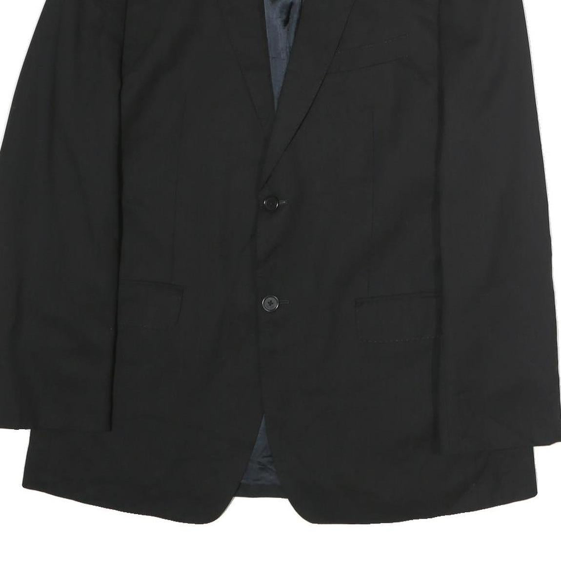 CALVIN KLEIN Mens Black Classic Jacket L Cotton Button Plain Formal Blazer