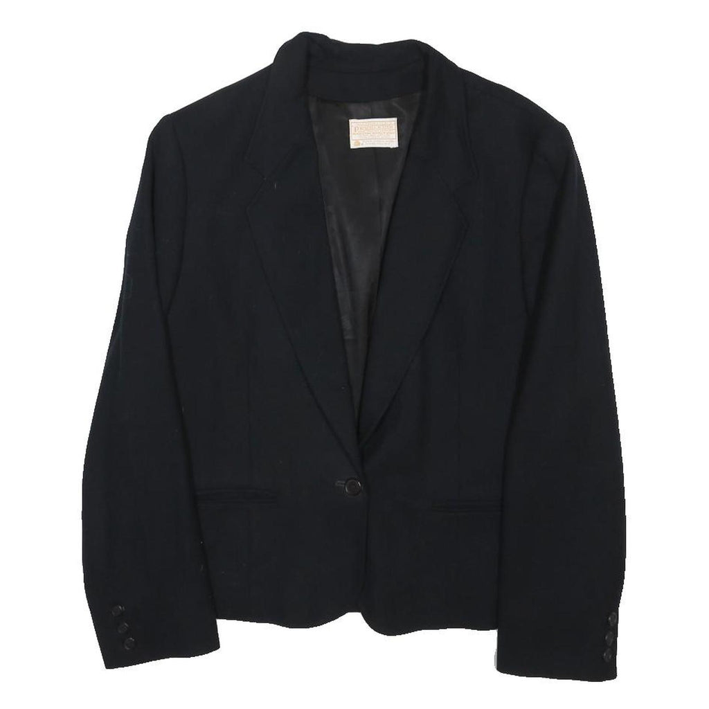 PENDLETON Womens Black Wool Blend Blazer Jacket M Tailored Button Plain Classic