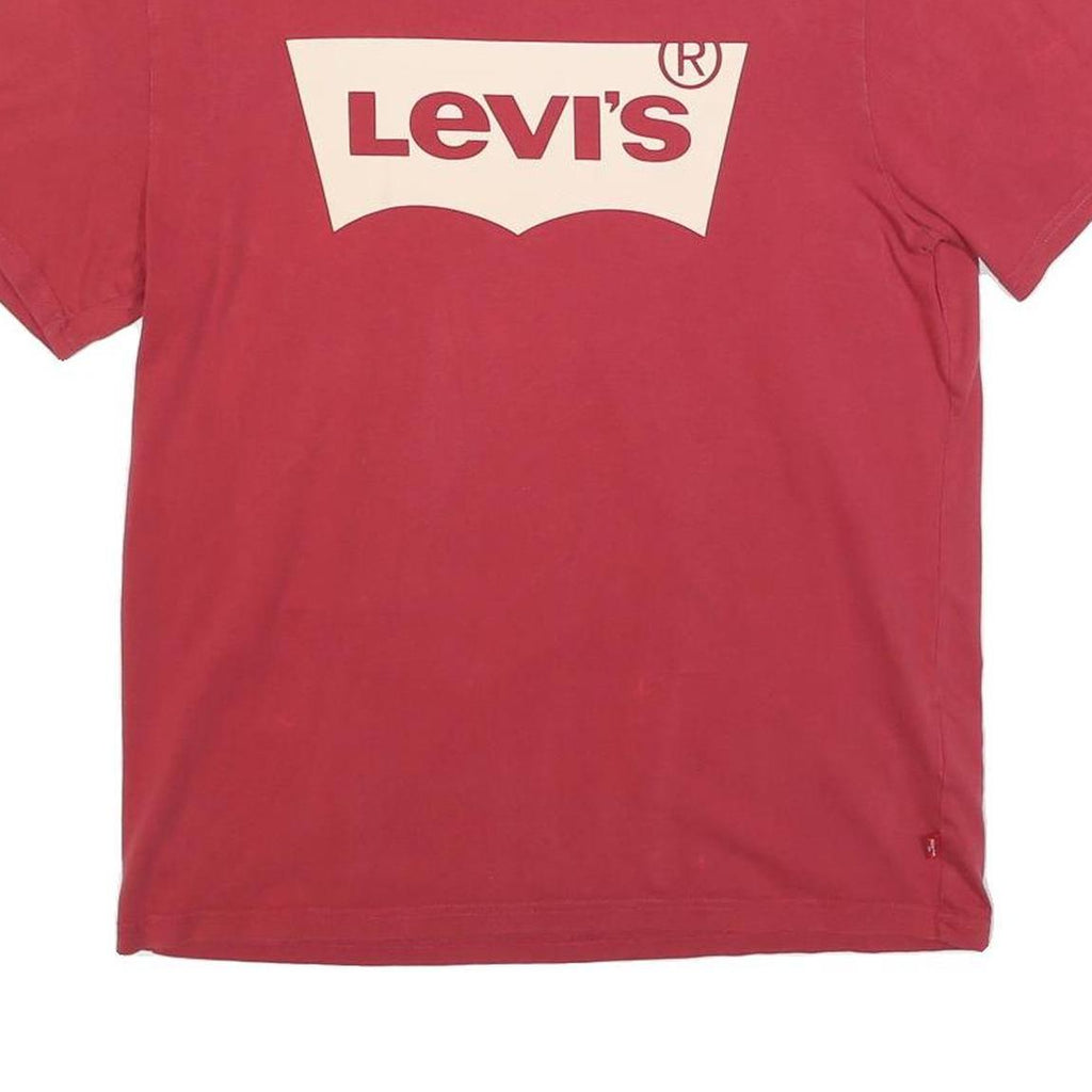LEVI'S Mens Red Cotton Blend T-Shirt S Short Sleeve Crew Neck Logo Print
