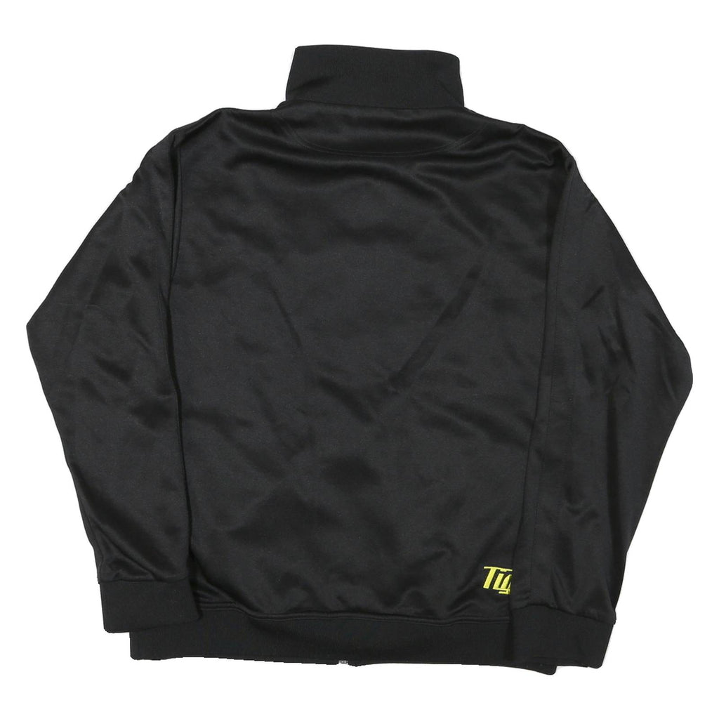 Mens Black & Yellow Sporty Track Jacket M Polyester Blend Zip Up Graphic Logo