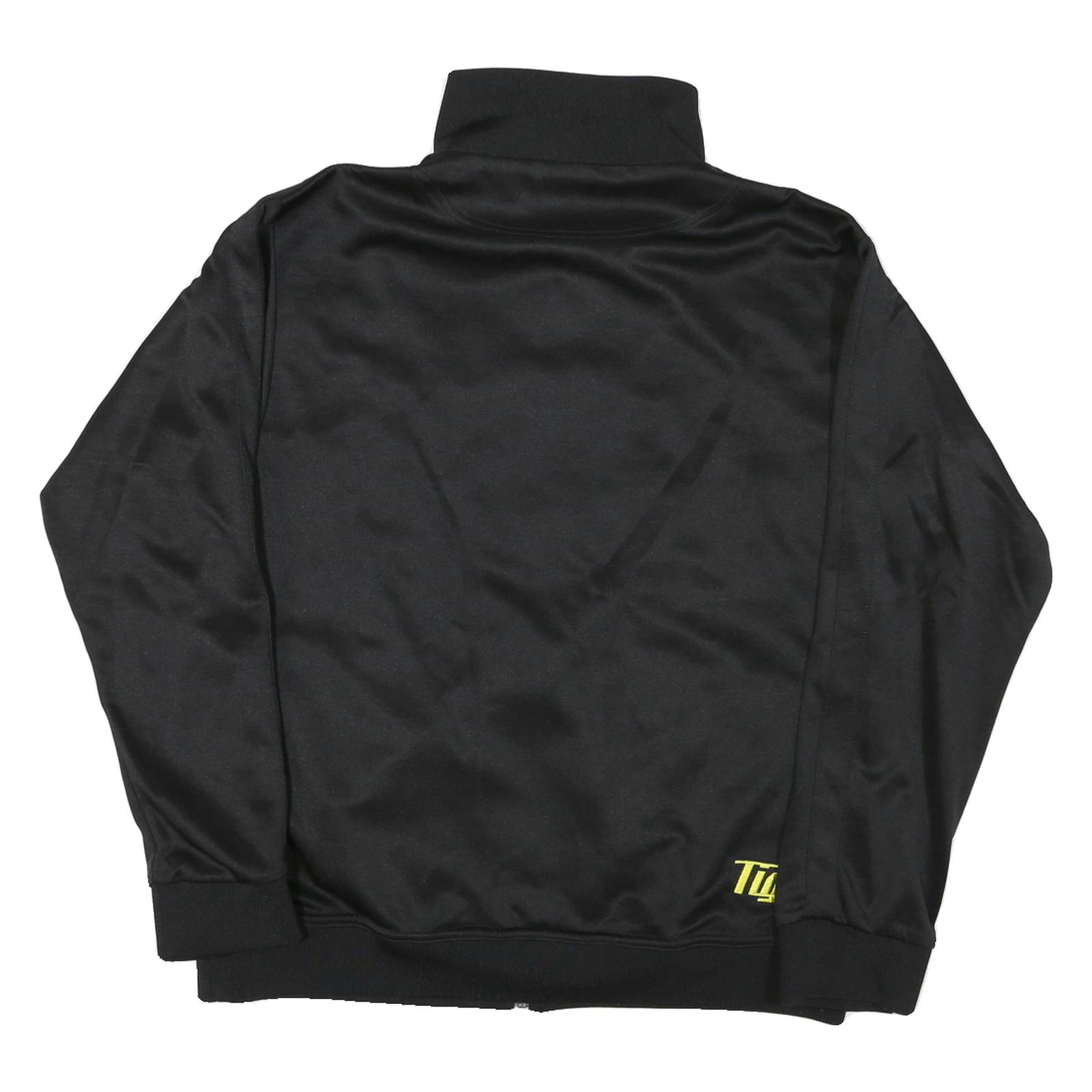 Mens Black & Yellow Sporty Track Jacket M Polyester Blend Zip Up Graphic Logo