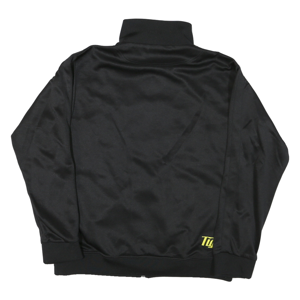 Mens Black & Yellow Sporty Track Jacket M Polyester Blend Zip Up Graphic Logo