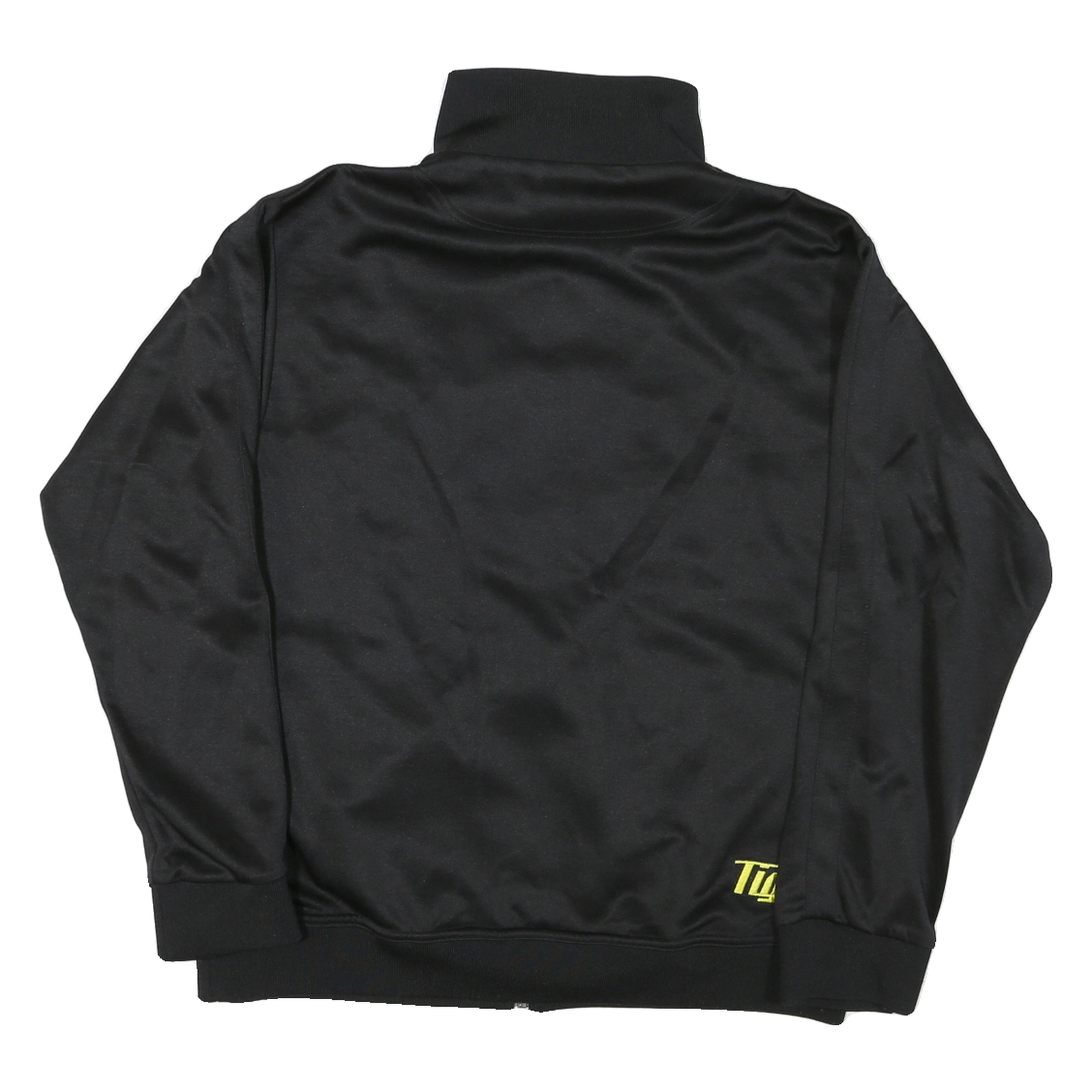 Mens Black & Yellow Sporty Track Jacket M Polyester Blend Zip Up Graphic Logo