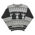 STYLEWISE Mens Black & White Patterned Jumper Crew Neck Chunky Knit XL Winter