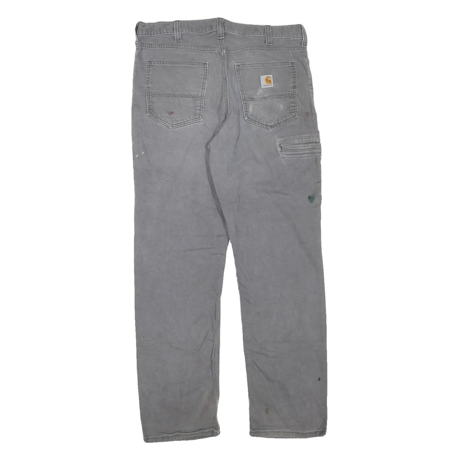 CARHARTT Mens Cotton Blend Grey Regular Fit Straight Leg Trousers W34 L32