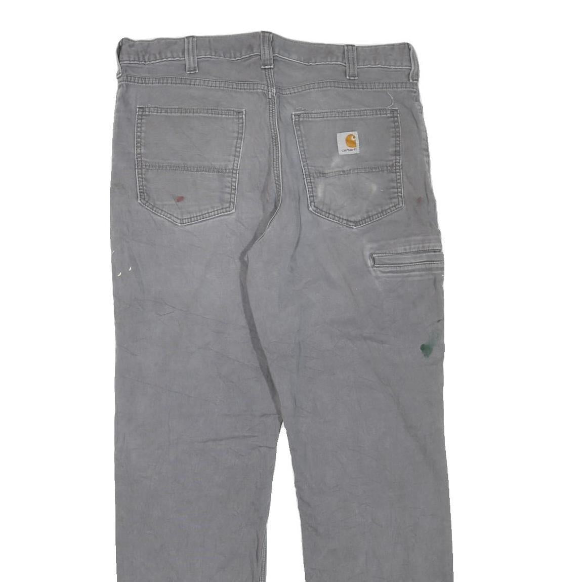 CARHARTT Mens Cotton Blend Grey Regular Fit Straight Leg Trousers W34 L32