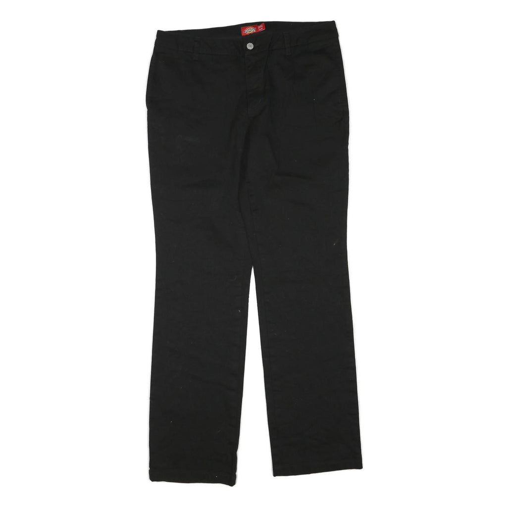 DICKIES Mens Regular Black Cotton Blend Trousers W30 L31 Classic Zip Closure