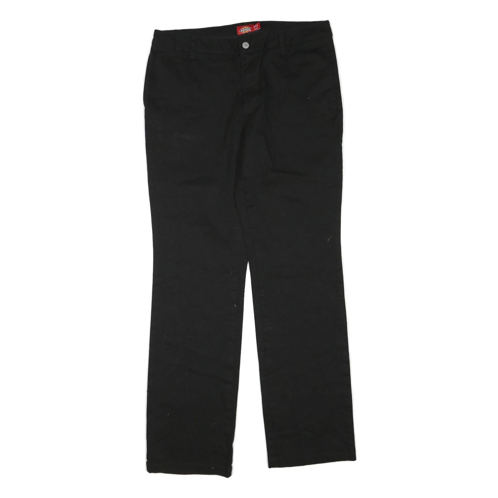 DICKIES Mens Regular Black Cotton Blend Trousers W30 L31 Classic Zip Closure