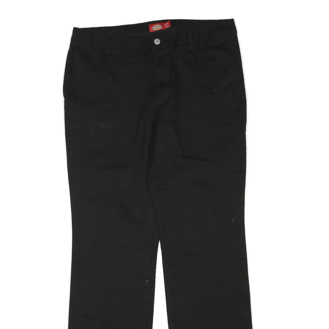 DICKIES Mens Regular Black Cotton Blend Trousers W30 L31 Classic Zip Closure