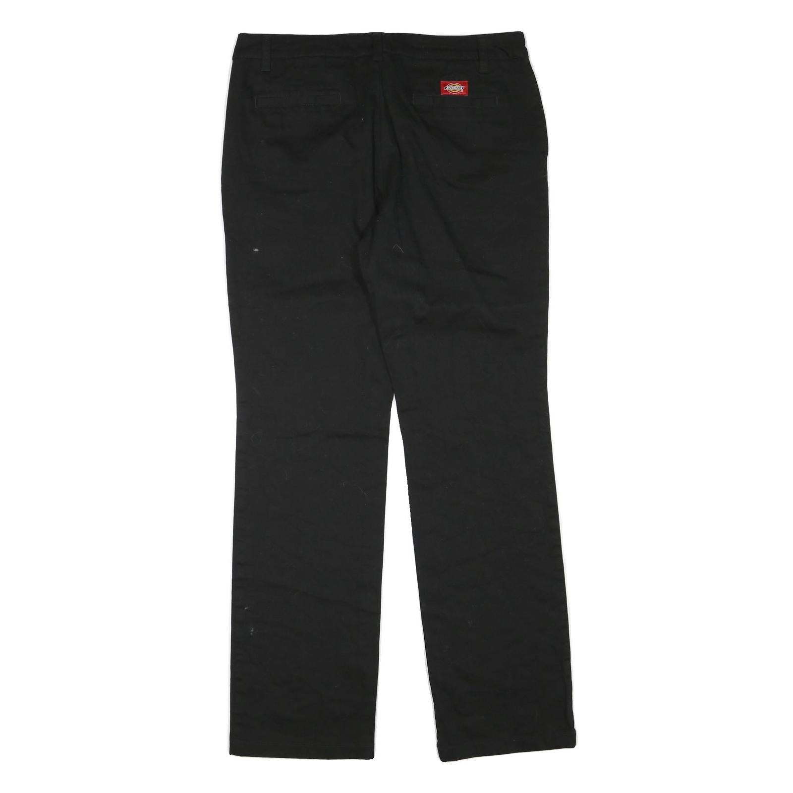 DICKIES Mens Regular Black Cotton Blend Trousers W30 L31 Classic Zip Closure