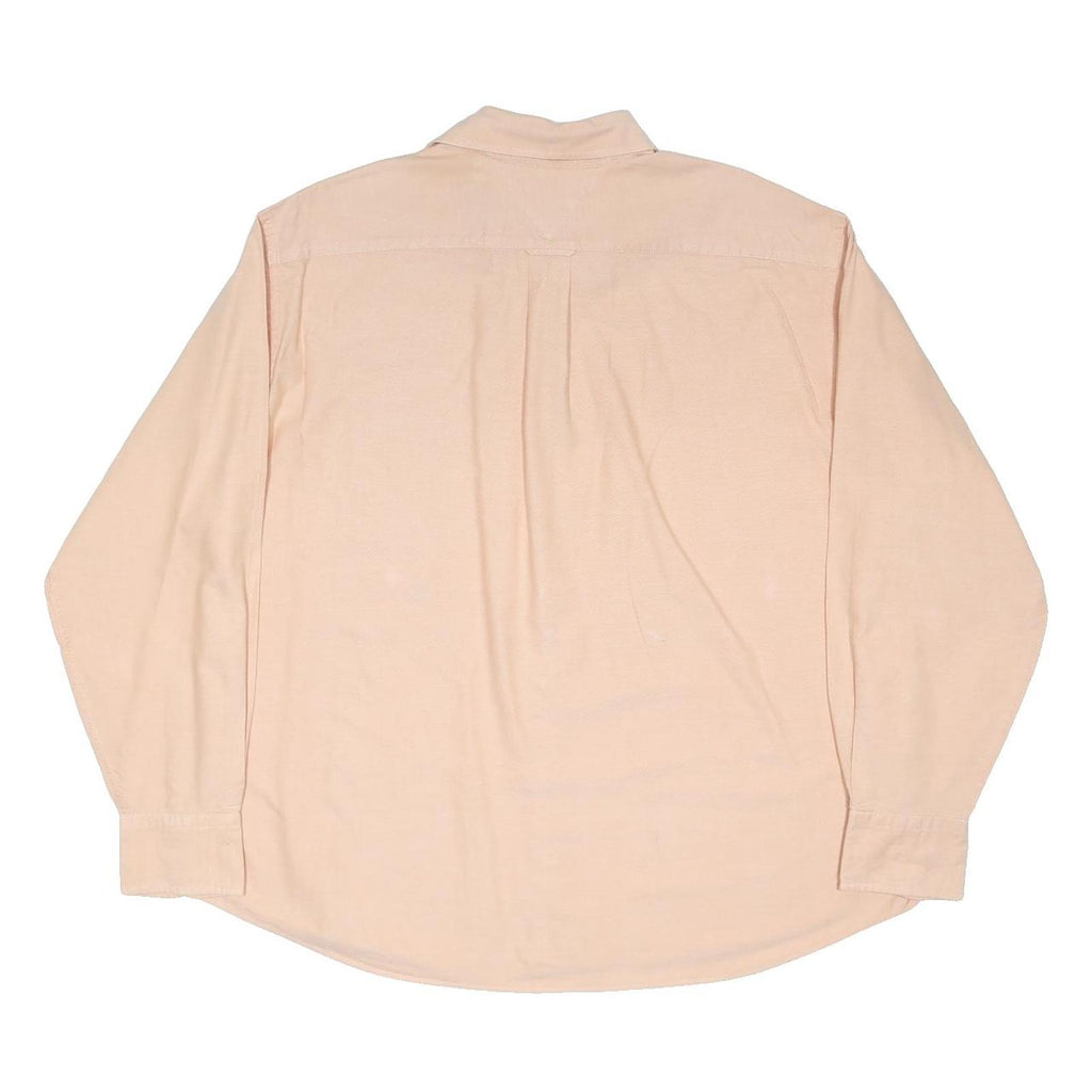 TOMMY HILFIGER Mens Peach Plain Shirt XL Cotton Blend Long Sleeve Button