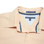 TOMMY HILFIGER Mens Peach Plain Shirt XL Cotton Blend Long Sleeve Button