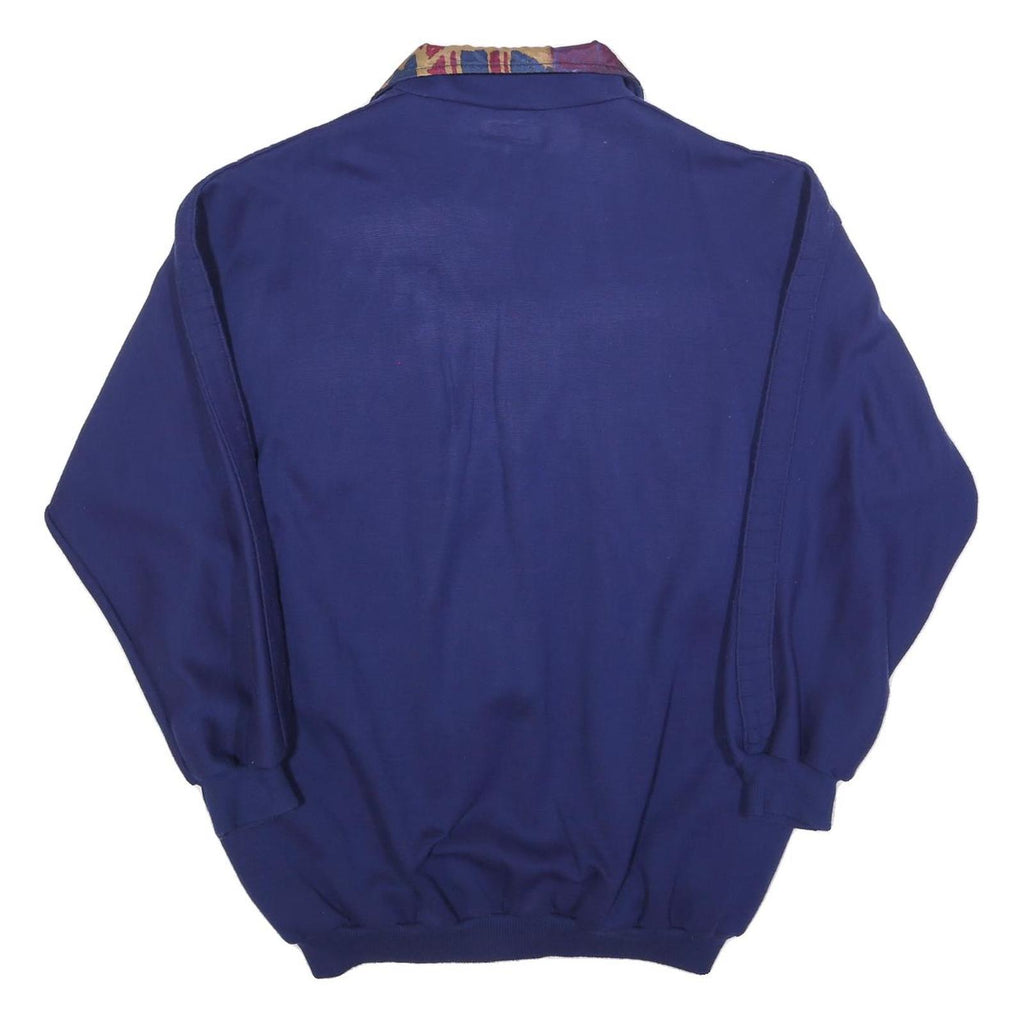 RODEO Mens Blue Abstract Pattern Zip Jacket L Polyester Casual Retro Style