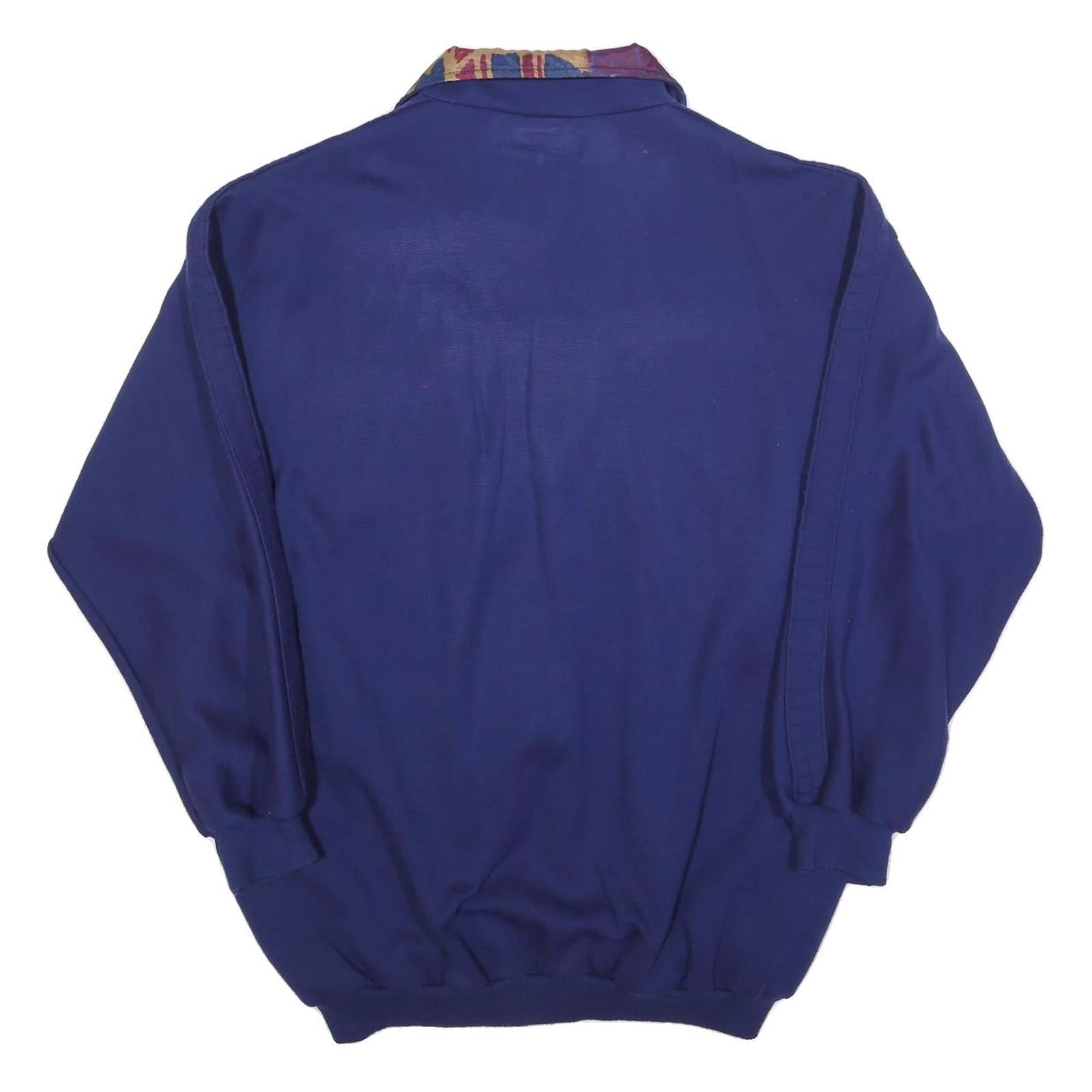 RODEO Mens Blue Abstract Pattern Zip Jacket L Polyester Casual Retro Style