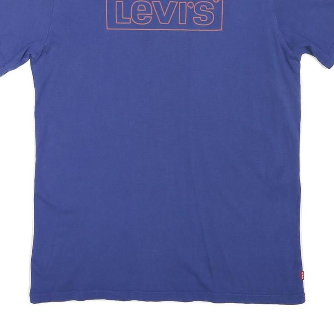 LEVI'S Mens Blue Logo T-Shirt S Short Sleeve Crew Neck Cotton Blend