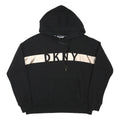 DKNY Womens Black Pullover Hoodie M Cotton Blend Drawstring Hood Pocket