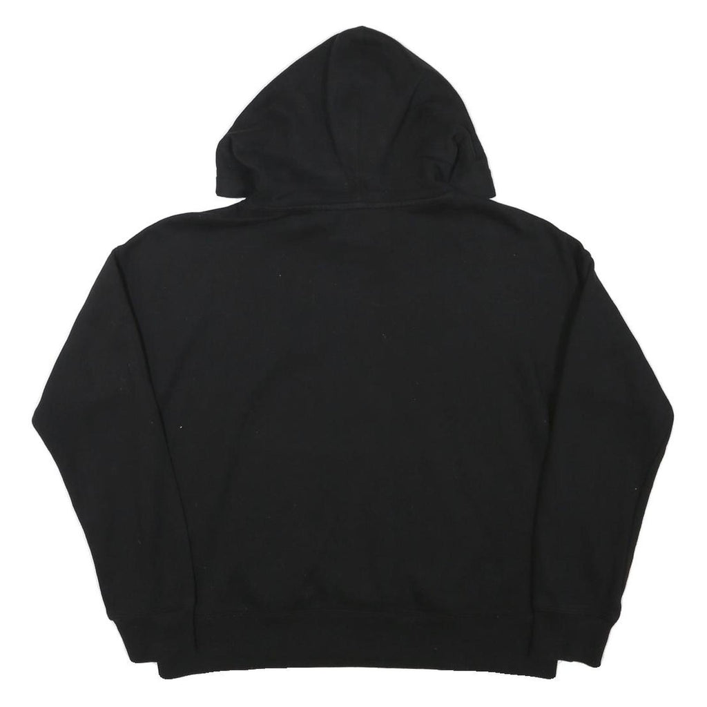 DKNY Womens Black Pullover Hoodie M Cotton Blend Drawstring Hood Pocket