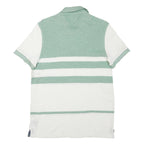 TOMMY HILFIGER Mens Green & White Striped Short Sleeve Polo Shirt M Cotton Blend