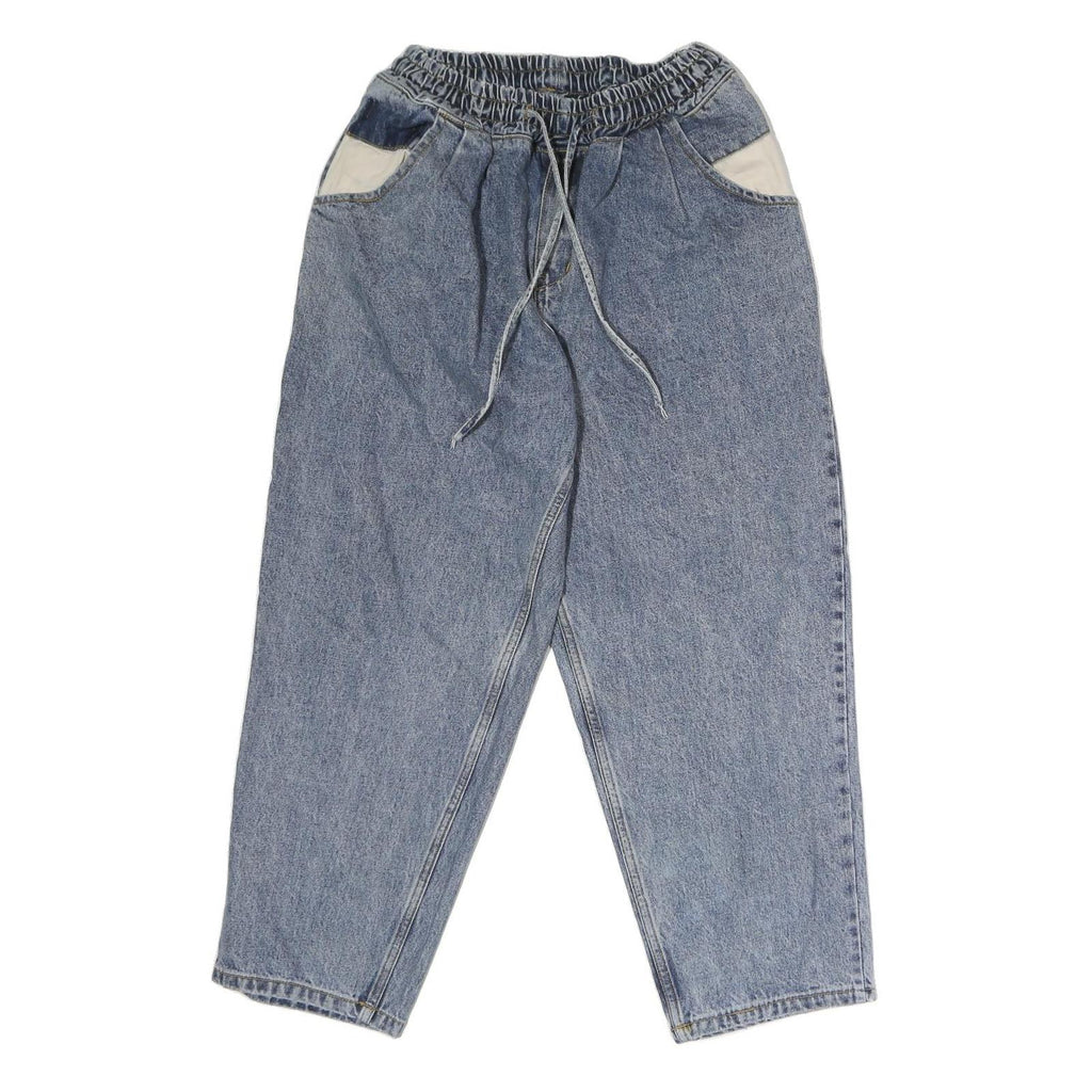 MM Womens Blue Relaxed Jeans Denim Light W26 L27 Elastic Waist Drawstring