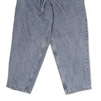 MM Womens Blue Relaxed Jeans Denim Light W26 L27 Elastic Waist Drawstring