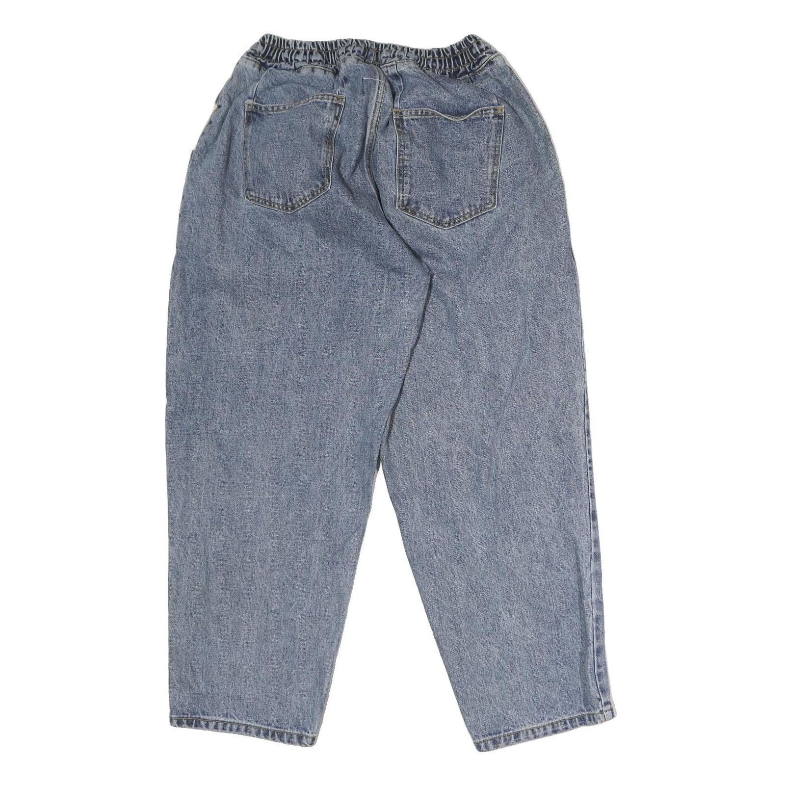 MM Womens Blue Relaxed Jeans Denim Light W26 L27 Elastic Waist Drawstring