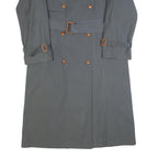 ENSIGN Womens Grey Button Jacket S Cotton Classic Trench Belted Long Sleeve