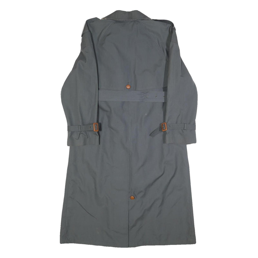 ENSIGN Womens Grey Button Jacket S Cotton Classic Trench Belted Long Sleeve